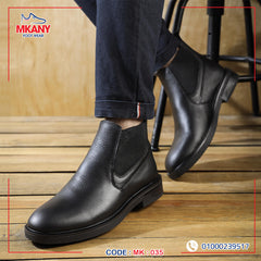 جلد طبيعي ونعل ربر MK-35 هاف بوت لون أسود