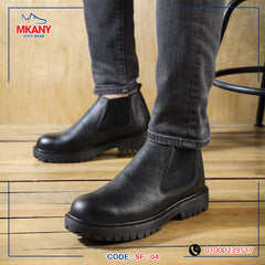 سيفتي ( الدرع ) اسود جلد طبيعي ومقدمة حديد SF - 04