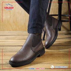 جلد طبيعي ونعل ربر MK-35 هاف بوت لون بني