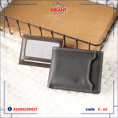 محفظة من جلد طبيعي C – 13 أسود في بني