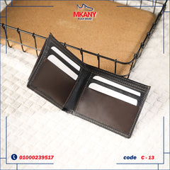 محفظة من جلد طبيعي C – 13 أسود في بني