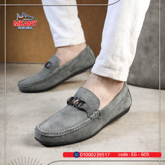 حذاء جلد طبيعي EG – 605 رمادي