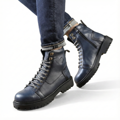 سيفتي سوسته ( القائد ) كحلي جلد طبيعي ومقدمة حديد SF-13