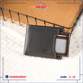 محفظة من جلد طبيعي C – 13 أسود في بني