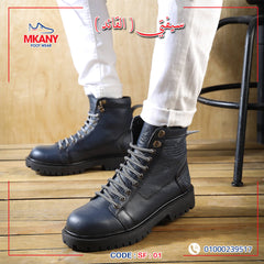 سيفتي ( القائد ) بدون سوسته كحلي جلد طبيعي ومقدمة حديد SF-01