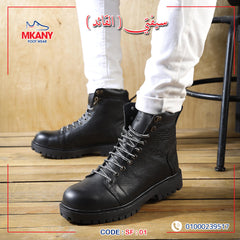 سيفتي ( القائد ) بدون سوسته اسود جلد طبيعي ومقدمة حديد SF-01