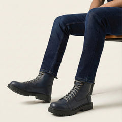 سيفتي ( القائد ) بدون سوسته كحلي جلد طبيعي ومقدمة حديد SF-01