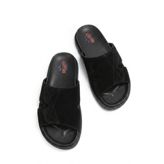 Men's Genuine Leather Slippers - Model M-078 | Suede Brown