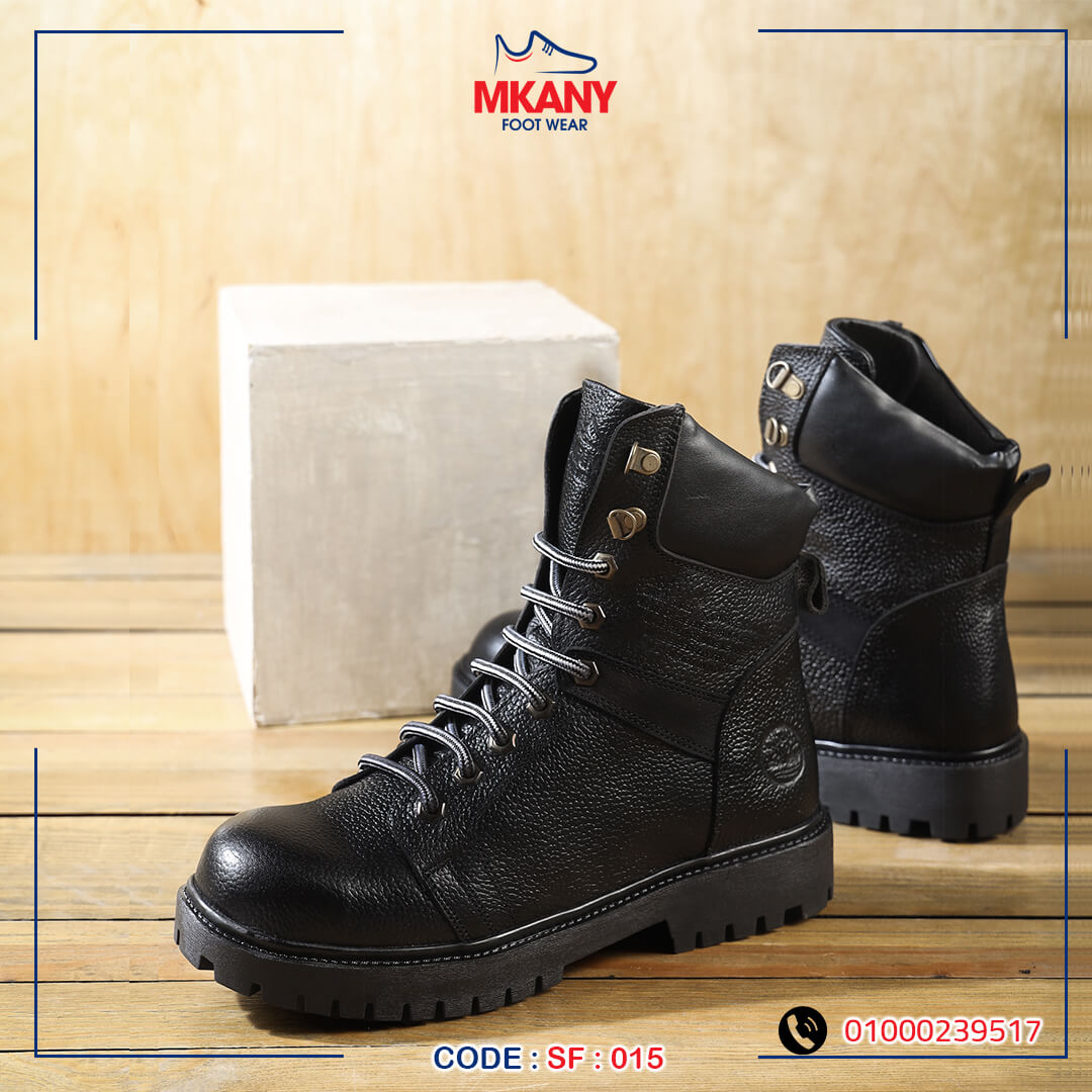 سيفتي ( الابطال ) اسود  جلد طبيعي ومقدمة حديد SF-15