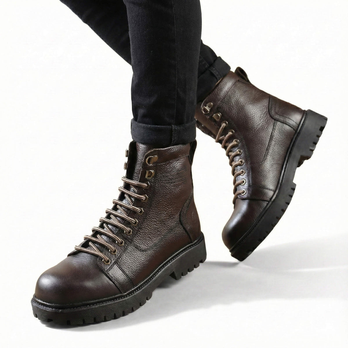 سيفتي ( القائد )  بدون سوسته بني جلد طبيعي ومقدمة حديد SF-01