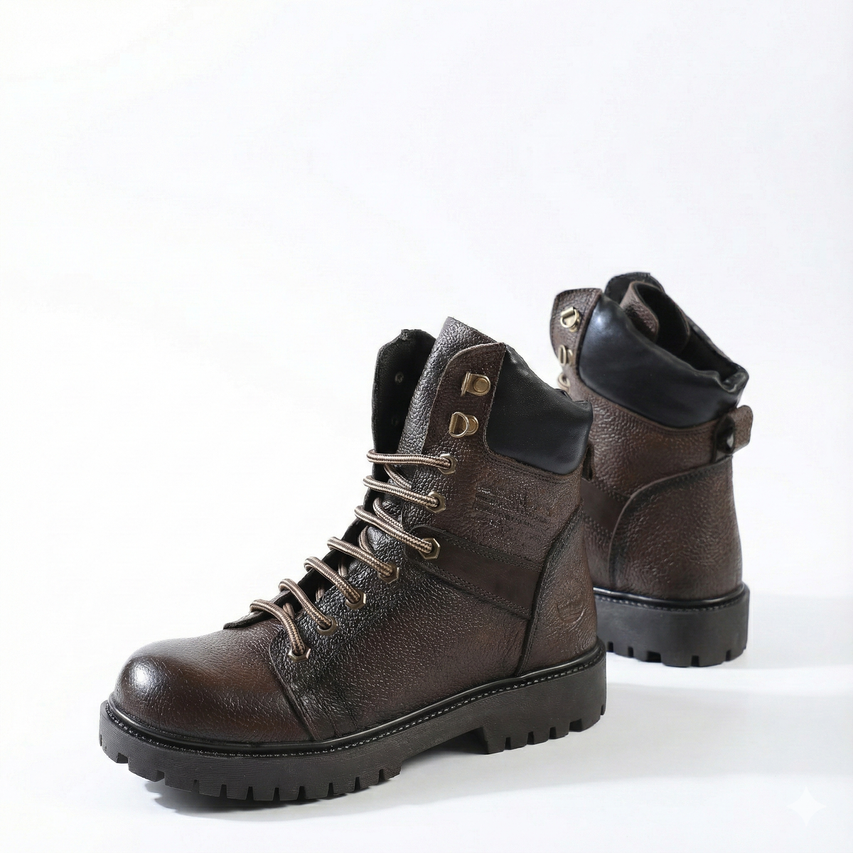 سيفتي ( الابطال ) بني   جلد طبيعي ومقدمة حديد SF-15