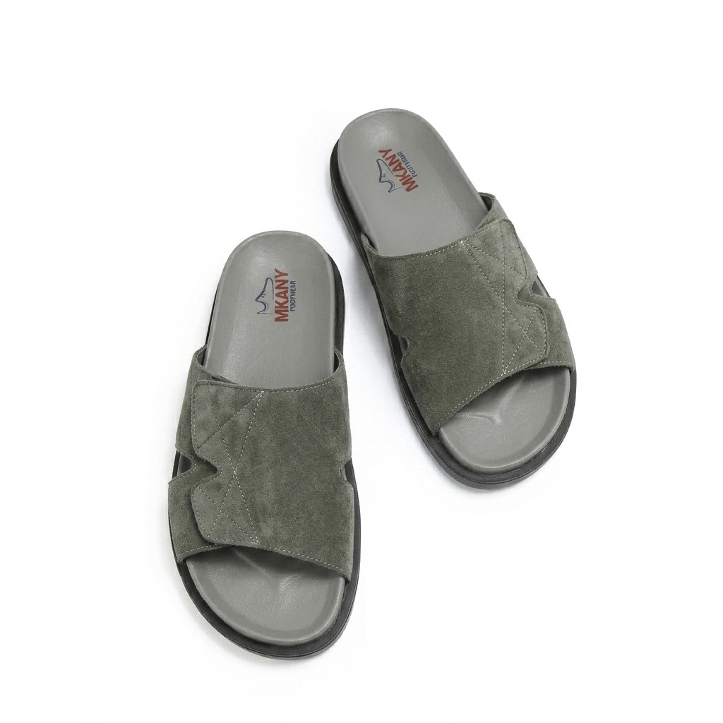 Men's Genuine Leather Slippers - Model M-078 | Suede Brown