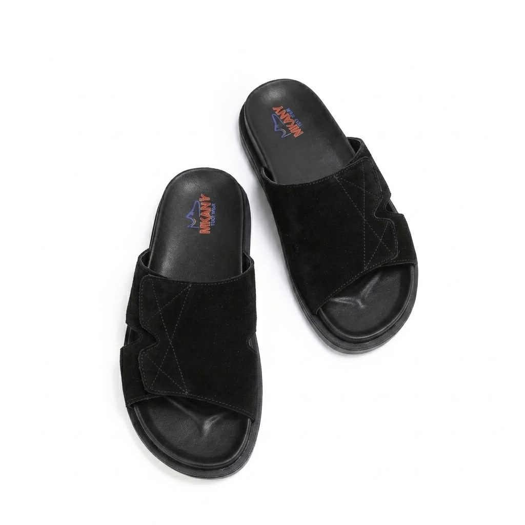 Men's Genuine Leather Slippers - Model M-078 | Suede Brown